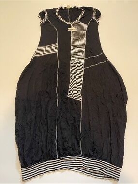 Dolcezza Black and White Striped Bubble Dress